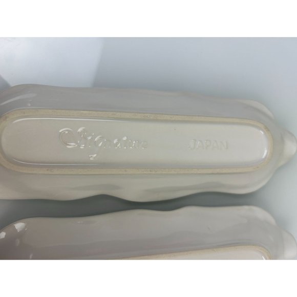 Signature Japan Ceramic Corn on the Cob Holders White Textured Set of 4 Serving - Picture 10 of 15